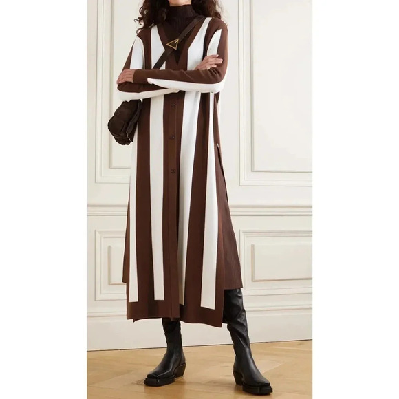 Monse Long Striped Wool Long Sleeves Cardigan Side Slits - Picture 3 of 9